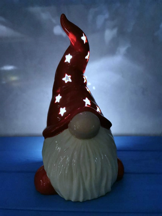 Tall Hatted Gnome Lantern, Ceramic Bisque Figurine for Pottery Painting